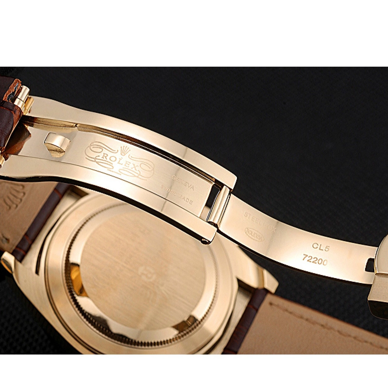 Good copy rolex watches 622633 Cosmograph Daytona Leather Bracelet White Case Gold Brown Dial Rolex 0817